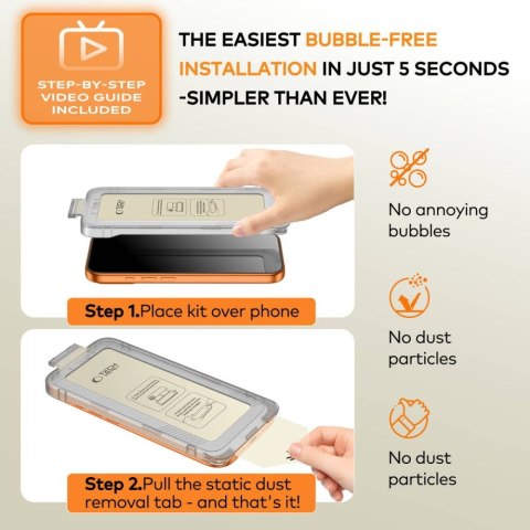 SZKŁO PRYWATYZUJĄCE TECH-PROTECT QUICK SET SPY+ 2-PACK IPHONE 16 PRO PRIVACY Tech-Protect