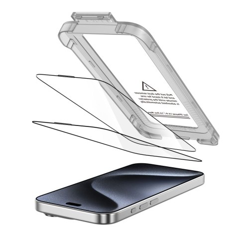 SZKŁO HARTOWANE TECH-PROTECT QUICK SET+ 2-PACK IPHONE 15 PRO BLACK Tech-Protect