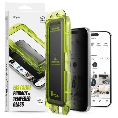 SZKŁO PRYWATYZUJĄCE RINGKE EASY SLIDE 2-PACK IPHONE 17 PRO MAX PRIVACY Ringke