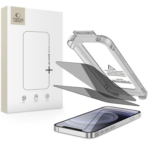 SZKŁO PRYWATYZUJĄCE TECH-PROTECT QUICK SET SPY+ 2-PACK IPHONE 12 / 12 PRO PRIVACY Tech-Protect