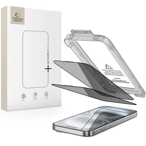 SZKŁO PRYWATYZUJĄCE TECH-PROTECT QUICK SET SPY+ 2-PACK IPHONE 15 / 16 PRIVACY Tech-Protect