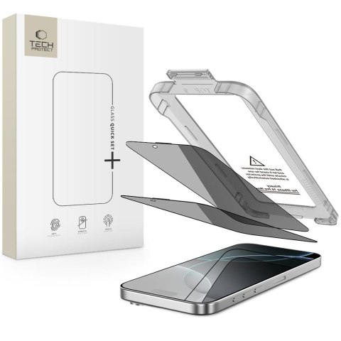 SZKŁO PRYWATYZUJĄCE TECH-PROTECT QUICK SET SPY+ 2-PACK IPHONE 16 PRO MAX PRIVACY Tech-Protect