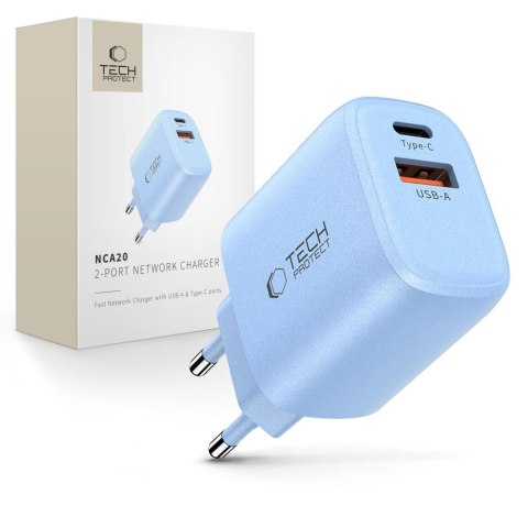 TECH-PROTECT NCA20 2-PORT NETWORK CHARGER PD 20W / QC3.0 BABY BLUE Tech-Protect