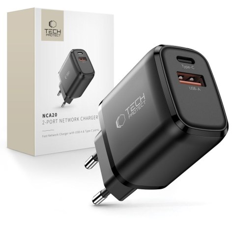 TECH-PROTECT NCA20 2-PORT NETWORK CHARGER PD 20W / QC3.0 BLACK Tech-Protect
