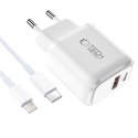 TECH-PROTECT NCA20 2-PORT NETWORK CHARGER PD 20W / QC3.0 + LIGHTNING CABLE WHITE Tech-Protect