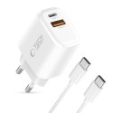TECH-PROTECT NCA20 2-PORT NETWORK CHARGER PD 20W / QC3.0 + TYPE-C CABLE WHITE Tech-Protect