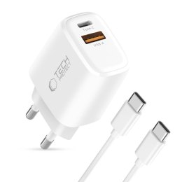 TECH-PROTECT NCA20 2-PORT NETWORK CHARGER PD 20W / QC3.0 + TYPE-C CABLE WHITE Tech-Protect