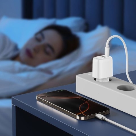 TECH-PROTECT NCA20 2-PORT NETWORK CHARGER PD 20W / QC3.0 + TYPE-C CABLE WHITE Tech-Protect