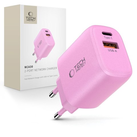 TECH-PROTECT NCA30 2-PORT NETWORK CHARGER PD 30W / QC3.0 BABY PINK Tech-Protect