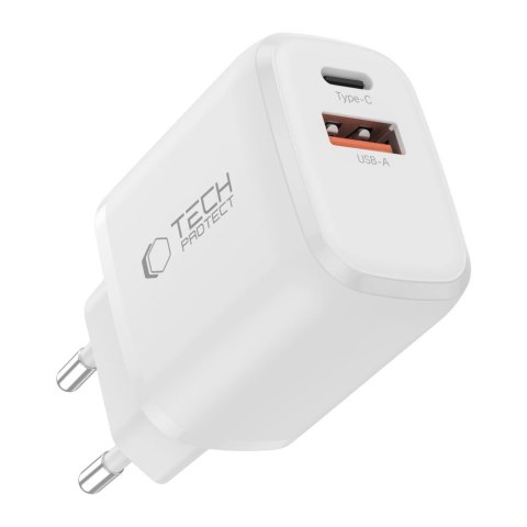 TECH-PROTECT NCA30 2-PORT NETWORK CHARGER PD 30W / QC3.0 + LIGHTNING CABLE WHITE Tech-Protect