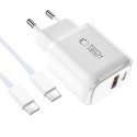TECH-PROTECT NCA30 2-PORT NETWORK CHARGER PD 30W / QC3.0 + TYPE-C CABLE WHITE Tech-Protect