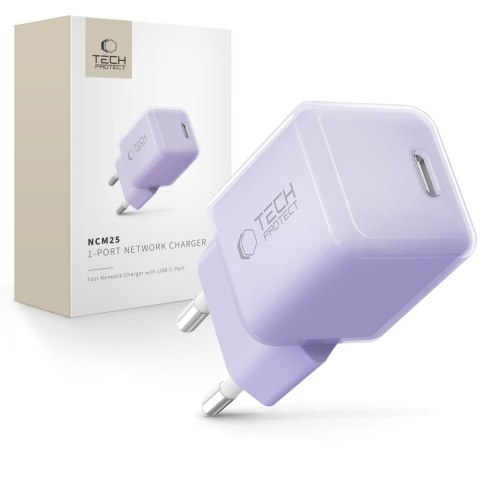 TECH-PROTECT NCM25 1-PORT NETWORK CHARGER PD 25W BABY PURPLE Tech-Protect