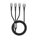 TECH-PROTECT ULTRABOOST DNA 3IN1 LIGHTNING & TYPE-C & MICRO-USB CABLE 3A 120CM IRON GREY Tech-Protect