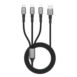 TECH-PROTECT ULTRABOOST DNA 3IN1 LIGHTNING & TYPE-C & MICRO-USB CABLE 3A 120CM IRON GREY Tech-Protect