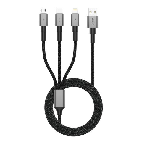 TECH-PROTECT ULTRABOOST DNA 3IN1 LIGHTNING & TYPE-C & MICRO-USB CABLE 3A 120CM IRON GREY Tech-Protect