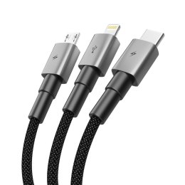 TECH-PROTECT ULTRABOOST DNA 3IN1 LIGHTNING & TYPE-C & MICRO-USB CABLE 3A 120CM IRON GREY Tech-Protect