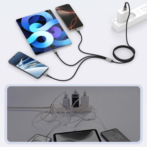 TECH-PROTECT ULTRABOOST DNA 3IN1 LIGHTNING & TYPE-C & MICRO-USB CABLE 3A 120CM IRON GREY Tech-Protect