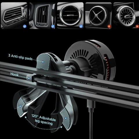 SPIGEN EV25MFAQ ESSENTIAL PELTIER MAGNETIC MAGSAFE VENT CAR MOUNT WIRELESS CHARGER 25W QI2.2 BLACK Spigen