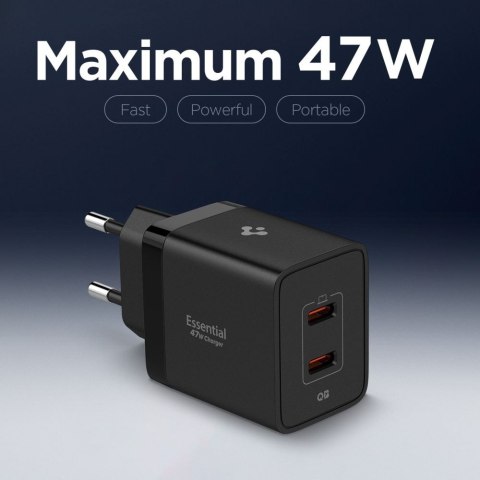 SPIGEN ESSENTIAL EE472EU 2-PORT NETWORK CHARGER 47W BLACK Spigen