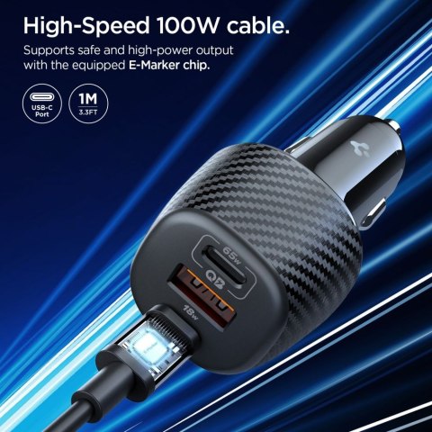 SPIGEN ESSENTIAL EV1133 3-PORT CAR CHARGER 113W BLACK Spigen