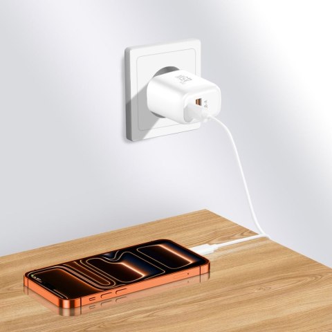 TECH-PROTECT NCA45W-GAN 2-PORT NETWORK CHARGER PD 45W / QC3.0 + LIGHTNING CABLE WHITE Tech-Protect