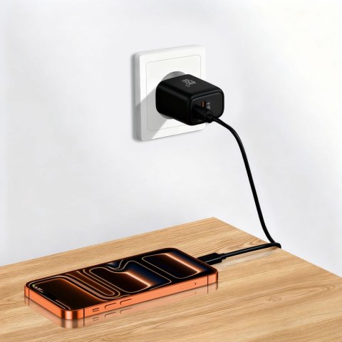 TECH-PROTECT NCA45W-GAN 2-PORT NETWORK CHARGER PD 45W / QC3.0 + TYPE-C CABLE BLACK Tech-Protect