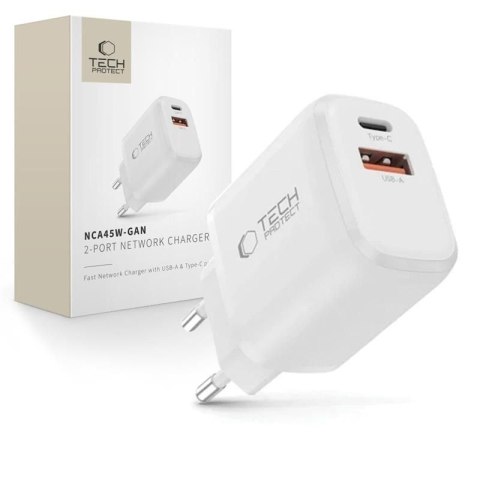 TECH-PROTECT NCA45W-GAN 2-PORT NETWORK CHARGER PD 45W / QC3.0 WHITE Tech-Protect
