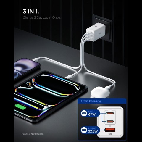 SPIGEN EE673EU ESSENTIAL 3-PORT NETWORK CHARGER 67W WHITE Spigen