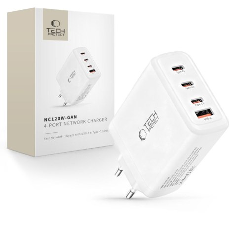 TECH-PROTECT NC120W-GAN 4-PORT NETWORK CHARGER PD 120W / QC3.0 WHITE Tech-Protect