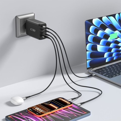 TECH-PROTECT NC240W-GAN 4-PORT NETWORK CHARGER PD 240W / QC3.0 BLACK Tech-Protect
