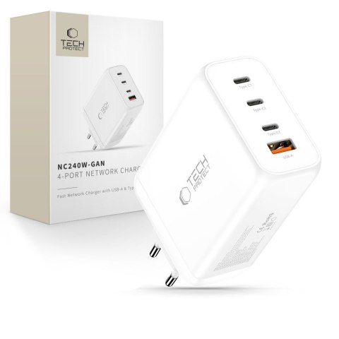 TECH-PROTECT NC240W-GAN 4-PORT NETWORK CHARGER PD 240W / QC3.0 WHITE Tech-Protect