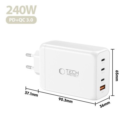 TECH-PROTECT NC240W-GAN 4-PORT NETWORK CHARGER PD 240W / QC3.0 WHITE Tech-Protect
