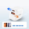 TECH-PROTECT NCA45W-GAN 2-PORT NETWORK CHARGER PD 45W / QC3.0 + TYPE-C CABLE WHITE Tech-Protect