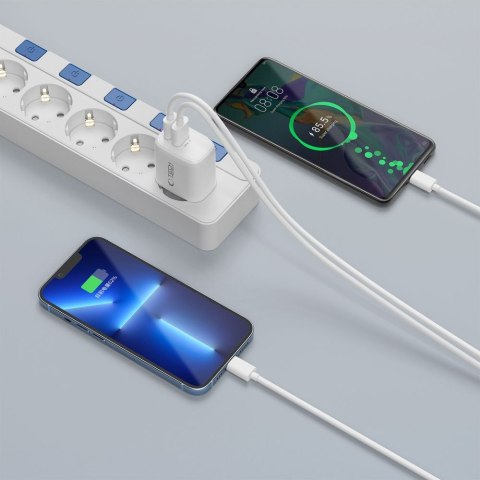 TECH-PROTECT NCA45W-GAN 2-PORT NETWORK CHARGER PD 45W / QC3.0 + TYPE-C CABLE WHITE Tech-Protect