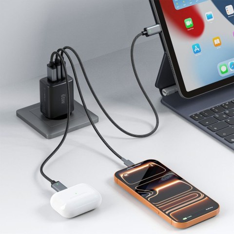 TECH-PROTECT NCA65W-GAN 3-PORT NETWORK CHARGER PD 65W / QC3.0 BLACK Tech-Protect