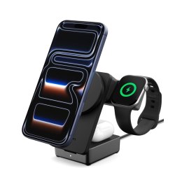 SPIGEN EF323MQ ESSENTIAL 3IN1 MAGNETIC MAGSAFE WIRELESS CHARGER 25W QI2.2 BLACK Spigen