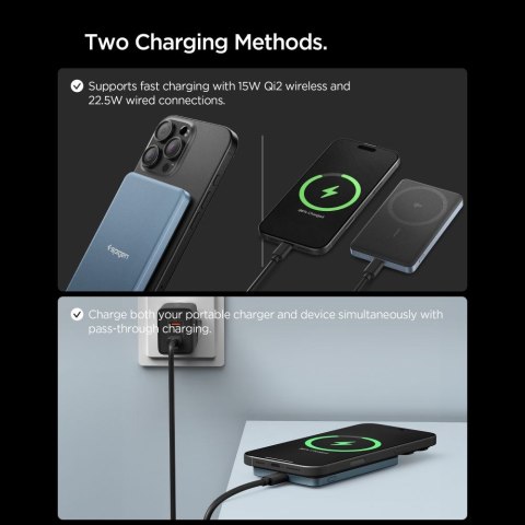 SPIGEN EA2205MQ ESSENTIAL MAGSAFE POWER BANK 5000MAH 22.5W QI2 TEAL BLUE Spigen