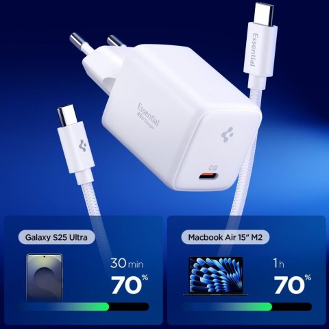 SPIGEN EE451EU ESSENTIAL 1-PORT NETWORK CHARGER 45W + TYPE-C CABLE WHITE Spigen