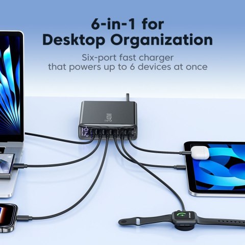 TECH-PROTECT DC240W-GAN 6-PORT DESKTOP CHARGER PD 240W / QC3.0 BLACK Tech-Protect