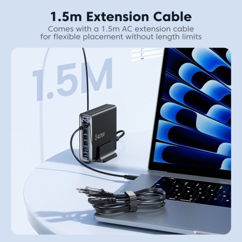 TECH-PROTECT DC240W-GAN 6-PORT DESKTOP CHARGER PD 240W / QC3.0 BLACK Tech-Protect