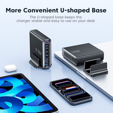 TECH-PROTECT DC240W-GAN 6-PORT DESKTOP CHARGER PD 240W / QC3.0 BLACK Tech-Protect