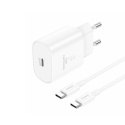FONENG ładowarka sieciowa EU51 GaN PD 25W 1xUSB-C + kabel USB-C - USB-C Biały