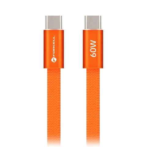 Kabel USB C do USB C Forcell F-Energy QC4.0 PD 3A 60W Cafule Flat 1,2 m CCFN23 pomarańczowy