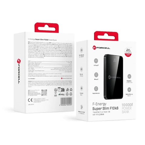 Powerbank zgodny z MagSafe Forcell F-Energy SuperSlim F10K8 QC4.0 PD3.0 15W 10000 mAh czarny 0INT
